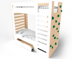 Ліжко двоярусне IndigoWood CuRocks зі скалодромом white